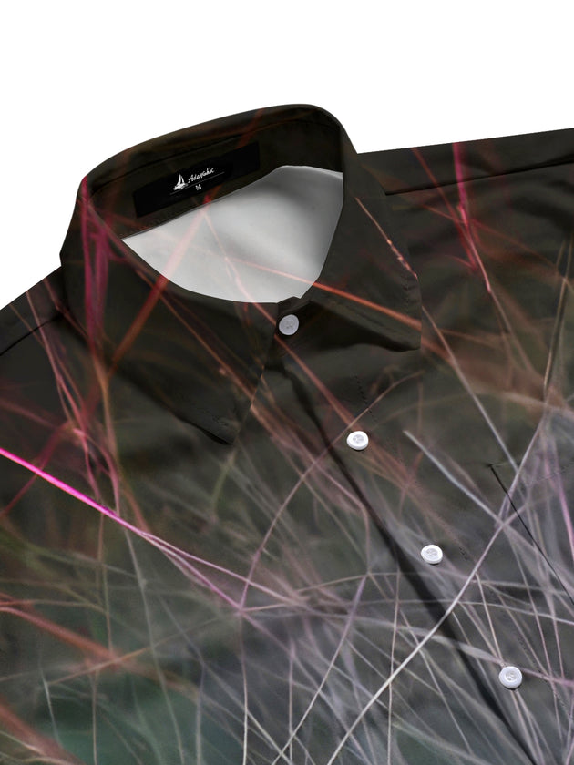 Men's multicolor gradient lines geometry full sleeve pocket shirt side view