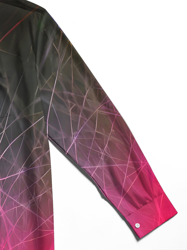 Men's gradient lines geometry long sleeve shirt close-up detail