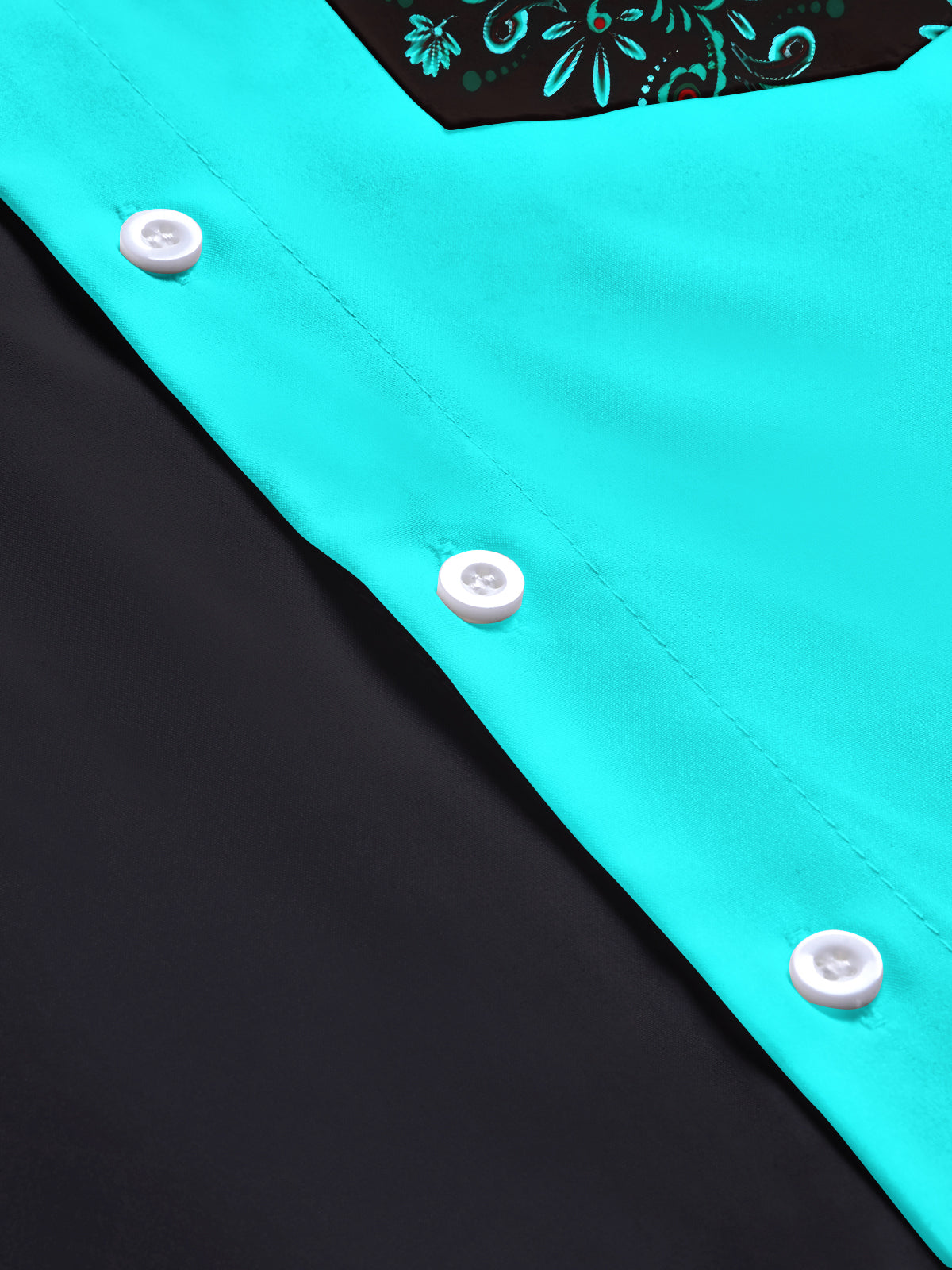 Color Block Floral Men's Pocket Long Sleeve Shirts