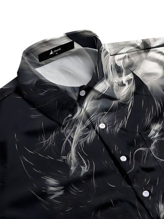 men's howling wolf shirt side view
