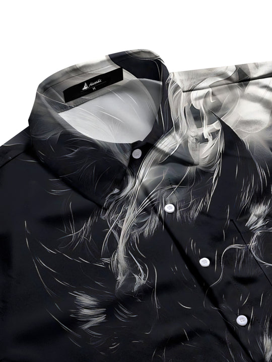 men's howling wolf shirt side view