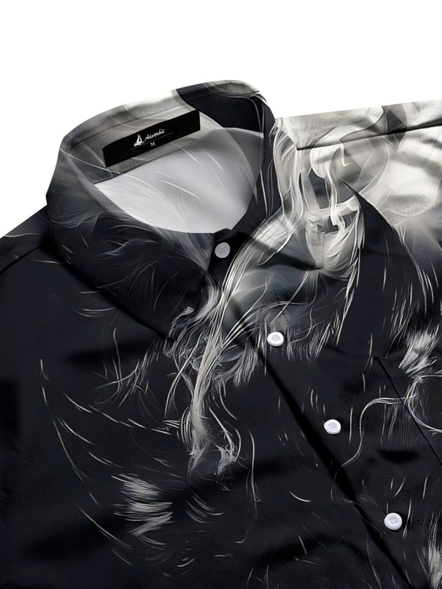 men's howling wolf shirt side view