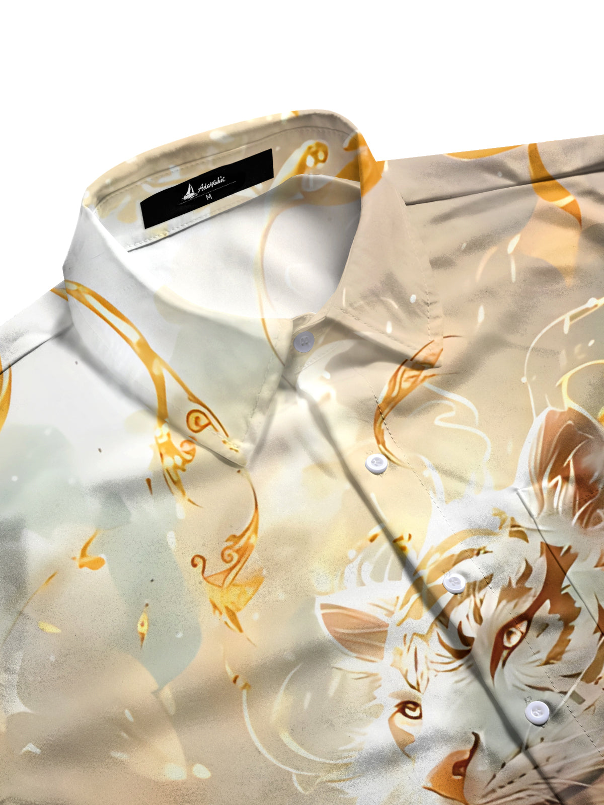 White Tiger Art Print Men's Pocket Short Sleeve Shirts