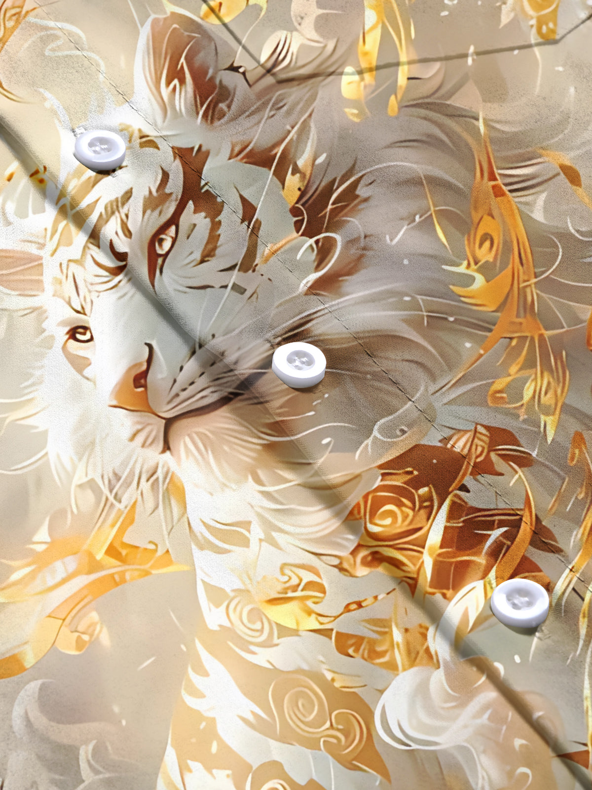 White Tiger Art Print Men's Pocket Short Sleeve Shirts