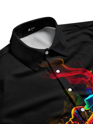 Men's side view half sleeve band print shirt