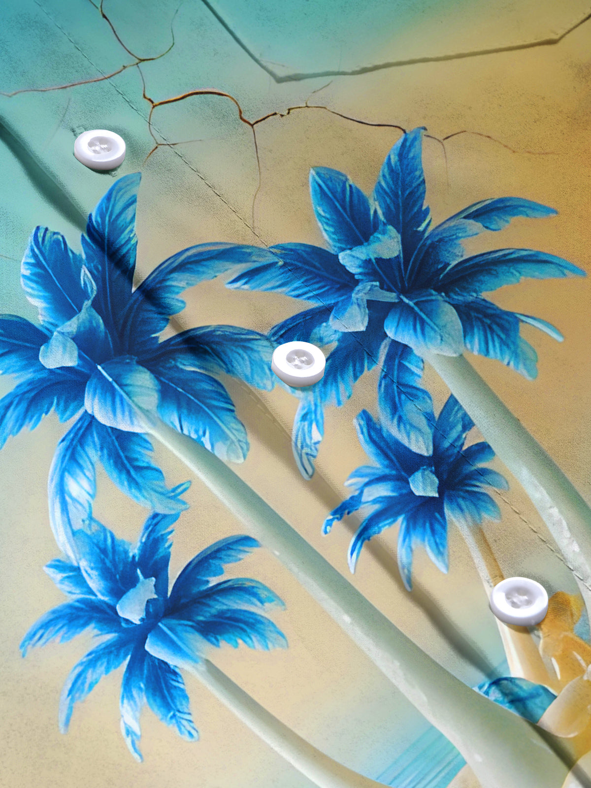 Hawaiian Coconut Trees Beach Men's Pocket Short Sleeve Shirts