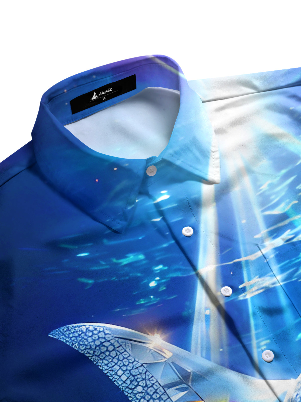 Manta Ray Gradient Diamond Fantasy Marine Life Men's Pocket Short Sleeve Shirts