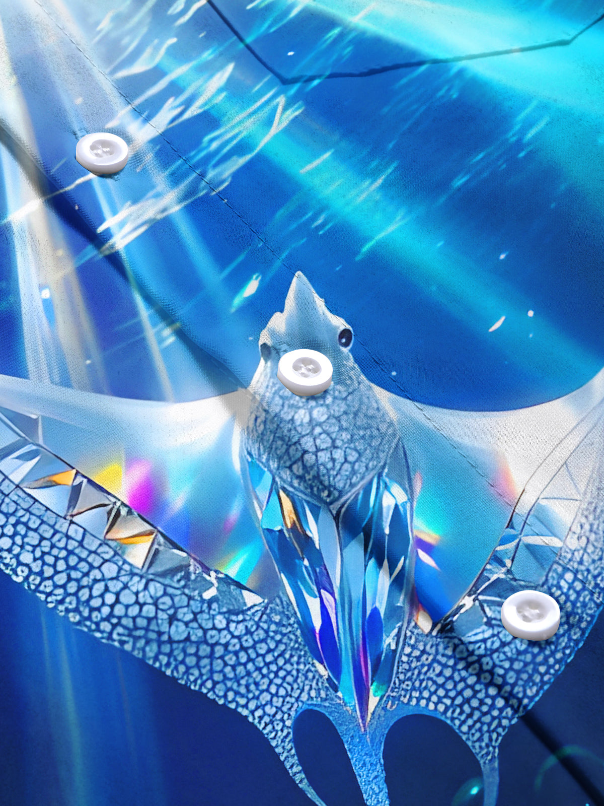 Manta Ray Gradient Diamond Fantasy Marine Life Men's Pocket Short Sleeve Shirts