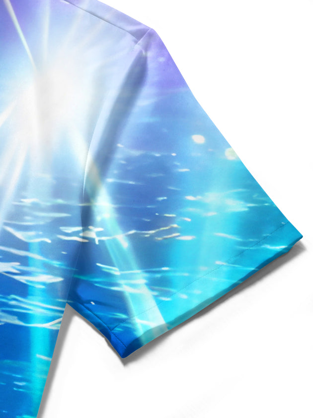 men's gradient print shirt close-up short sleeve