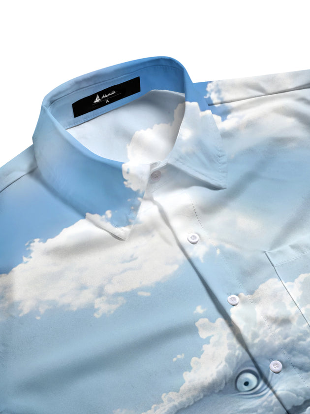 men's prehistoric pattern shirt side view