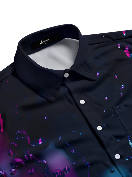 Men's abstract art print long sleeve shirt, side view