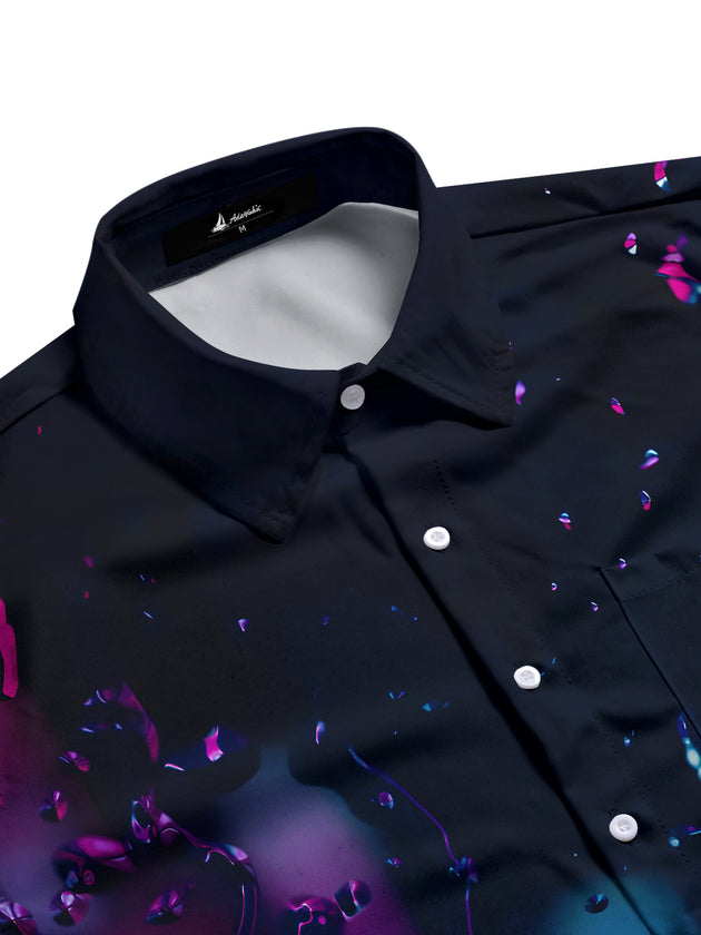 Men's abstract art print long sleeve shirt, side view