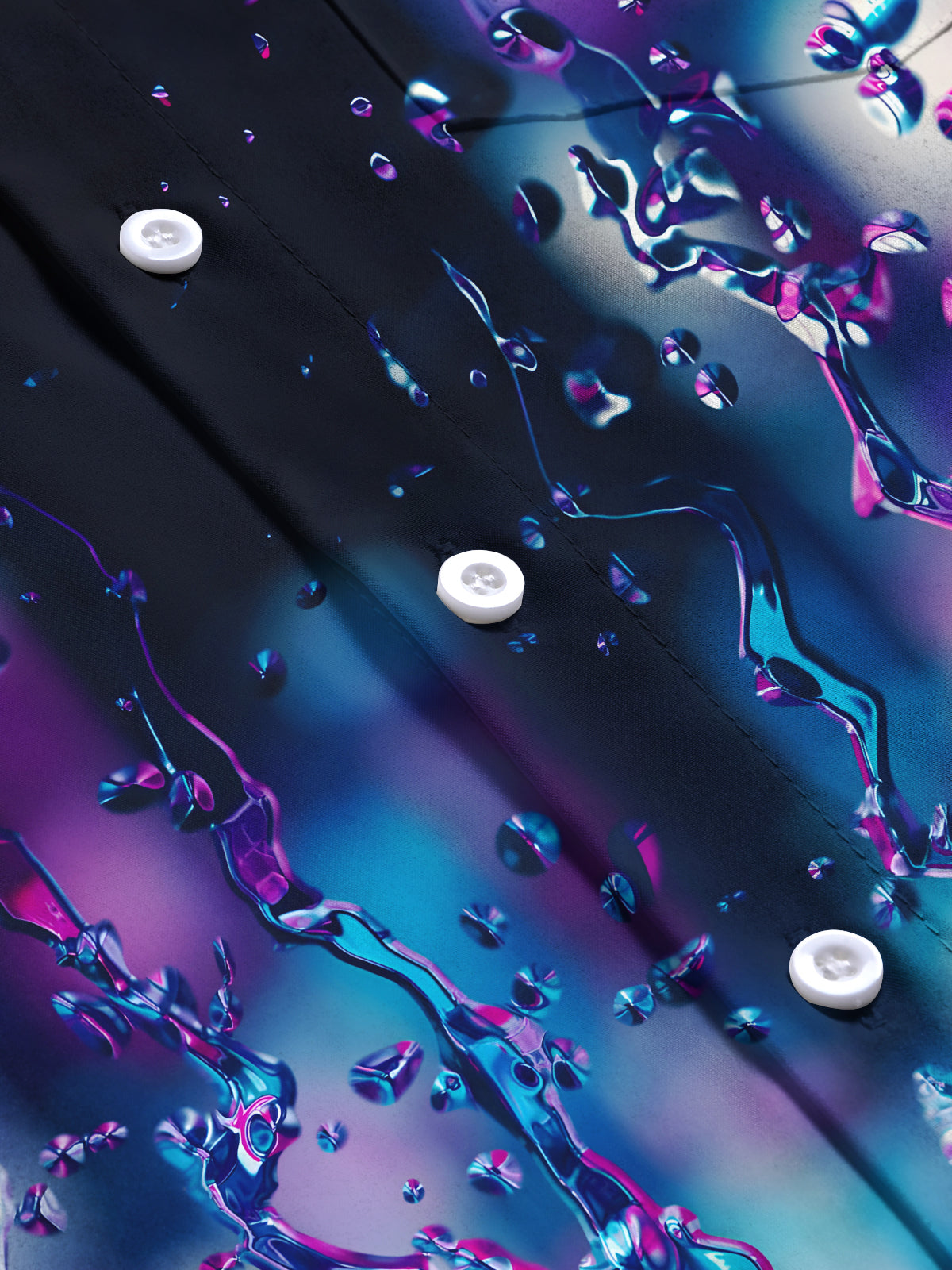 Abstract Water Art Print Men's Pocket Long Sleeve Shirts