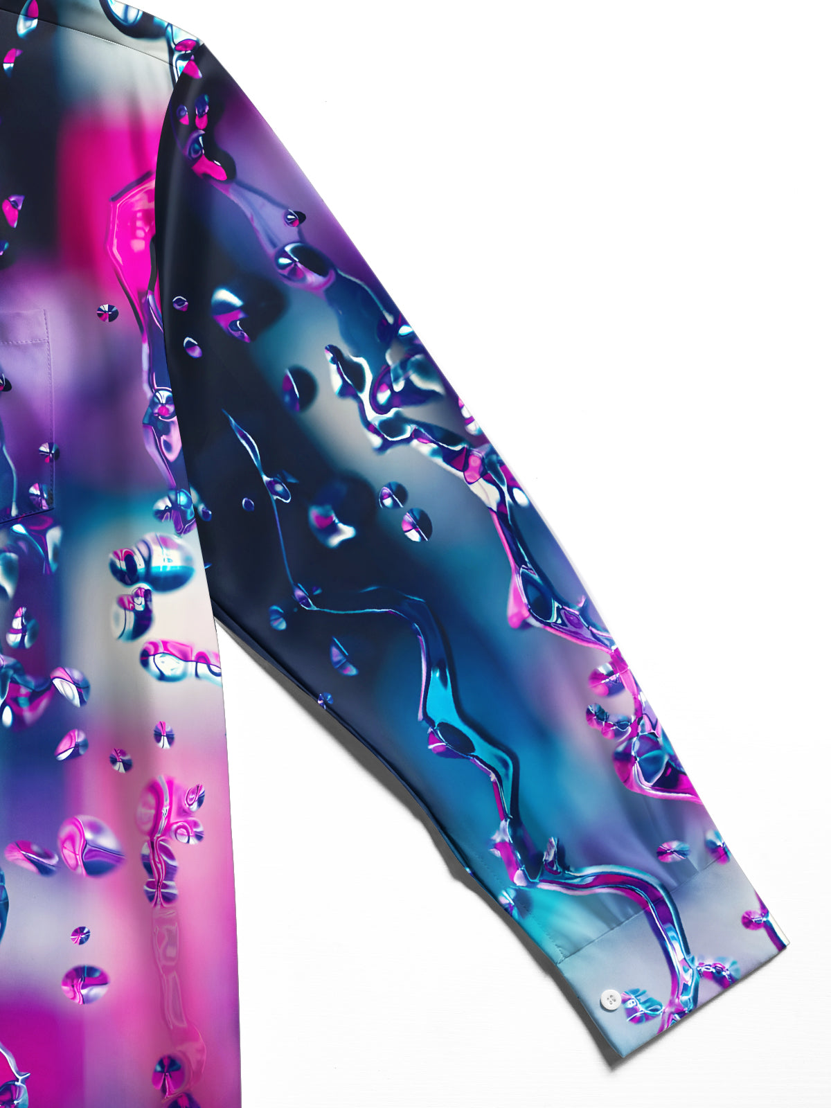 Abstract Water Art Print Men's Pocket Long Sleeve Shirts