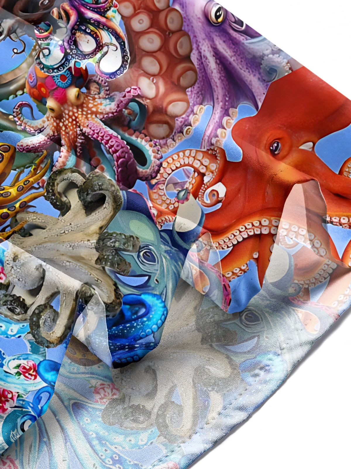 Octopus Print Men's Pocket Short Sleeve Shirts