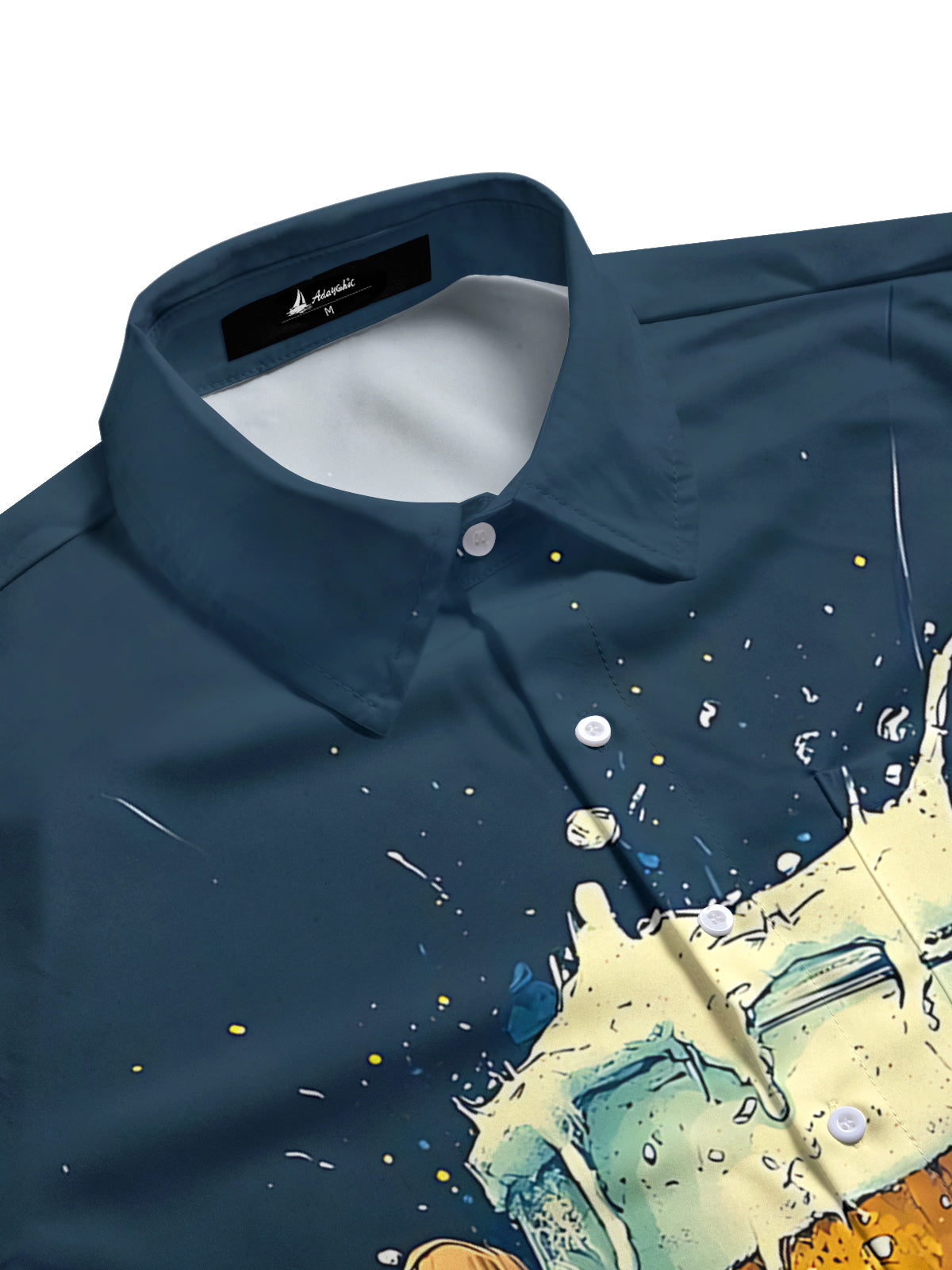 Beer Print Men's Pocket Short Sleeve Shirts