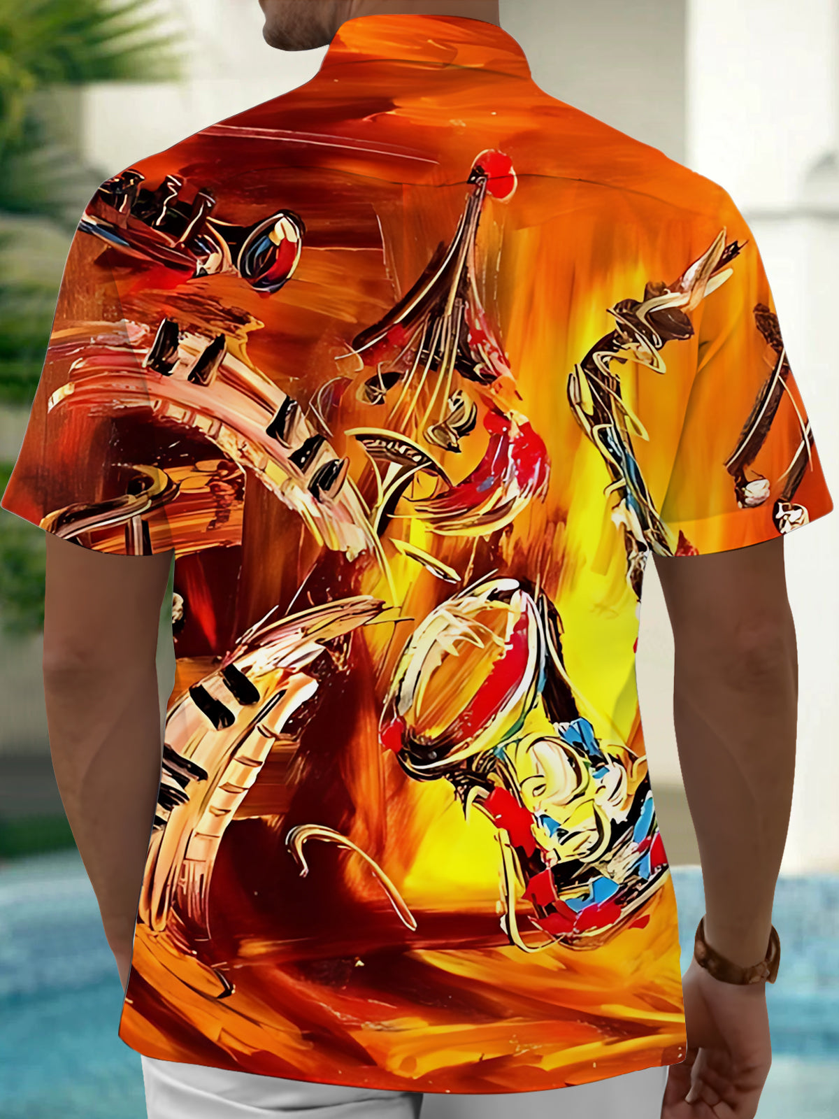 Musical Instrument Art Print Men's Pocket Short Sleeve Shirts