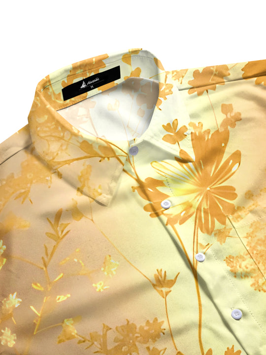 men's floral short sleeve flat lay shirt