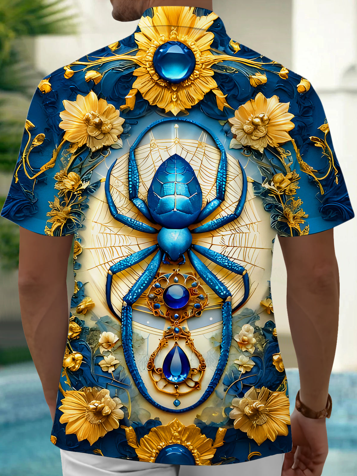 Spider Floral Men's Pocket Short Sleeve Shirts