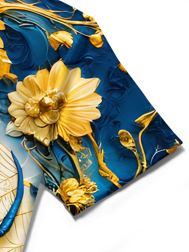 men's floral shirt close-up short sleeve