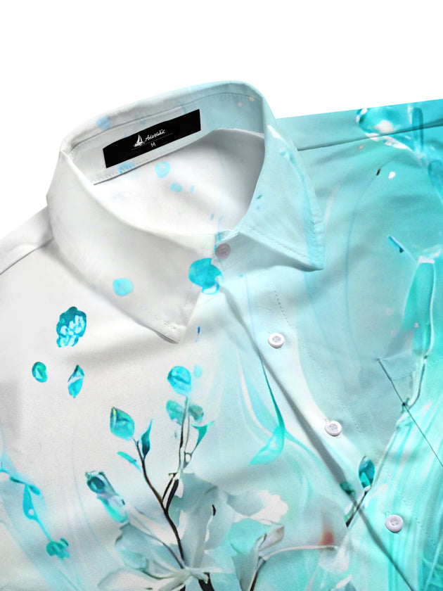 Men's side view half sleeve botanical pocket shirt
