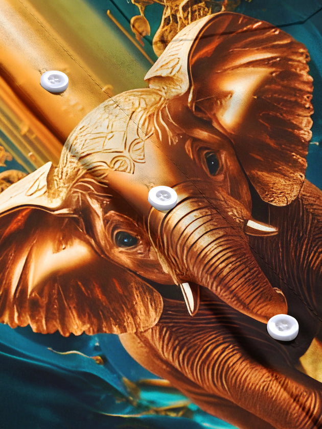 Men's Golden Elephant Print Detail Short Sleeve Shirt Flat Lay
