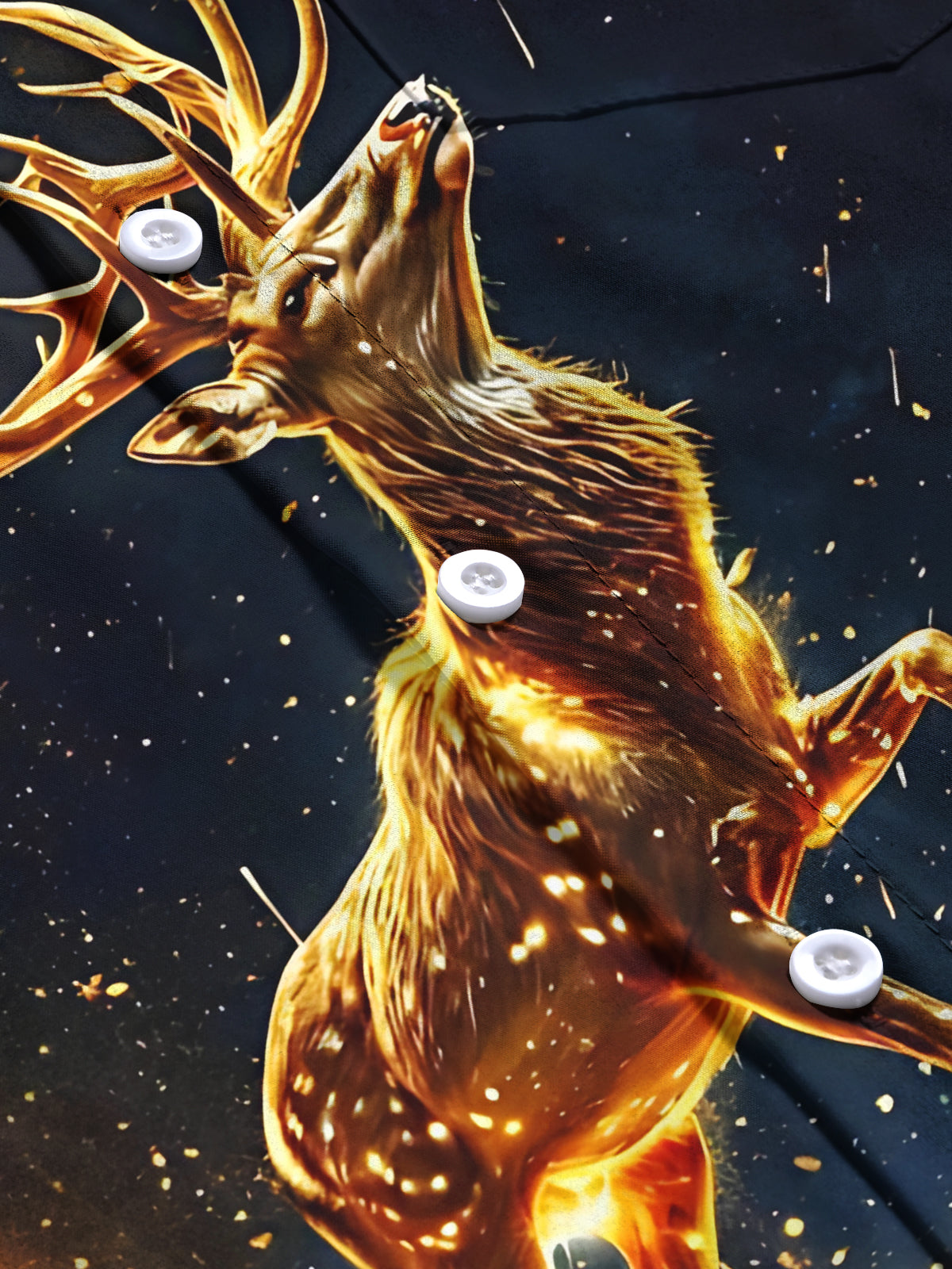 Golden Elk Print Men's Pocket Short Sleeve Shirts