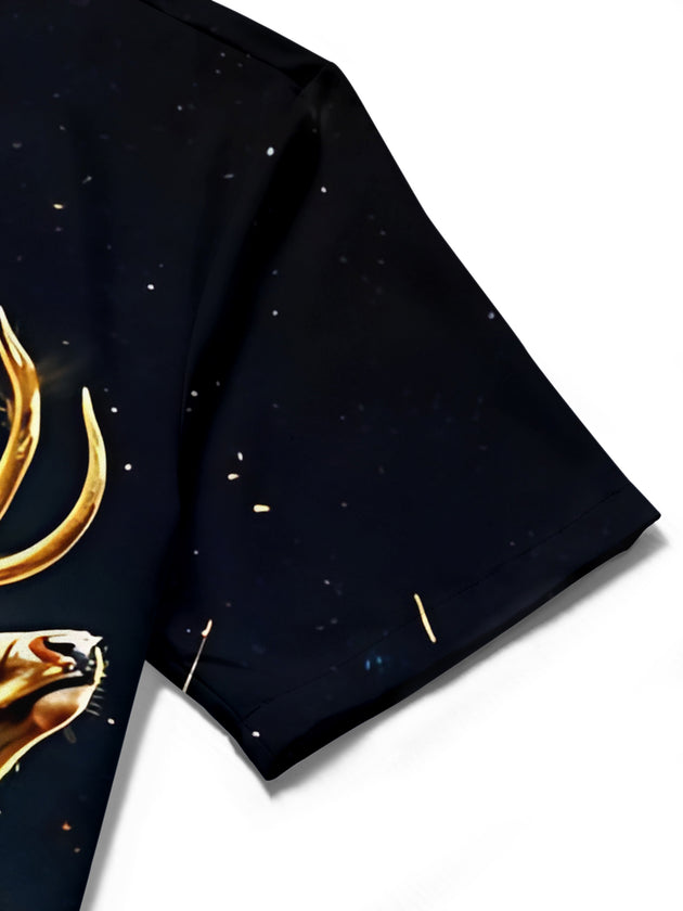 men's printed shirt close-up short sleeve