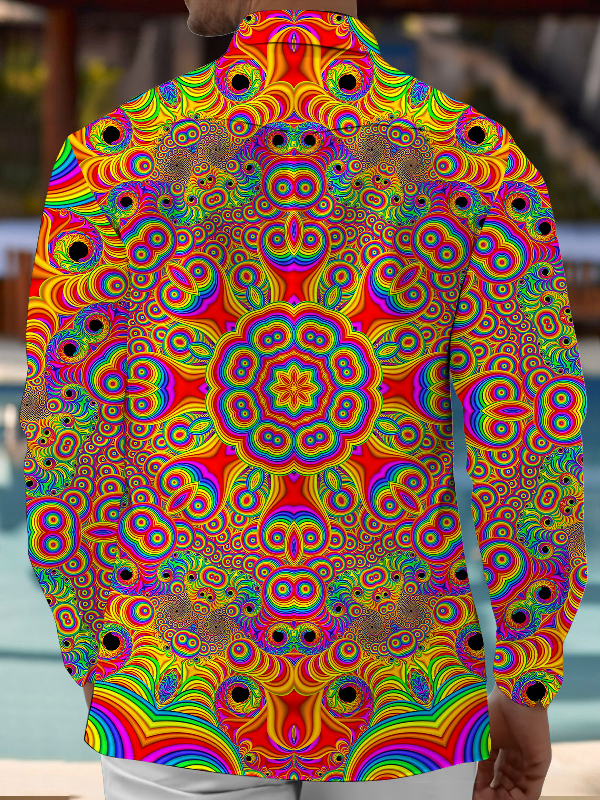 Kaleidoscope Art Print Men's Pocket Long Sleeve Shirts