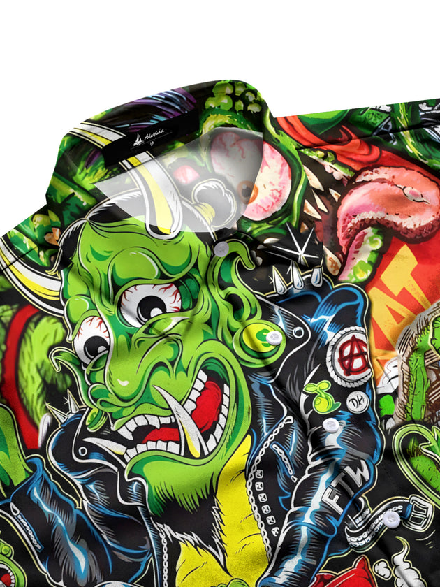 men's graphic art shirt side view