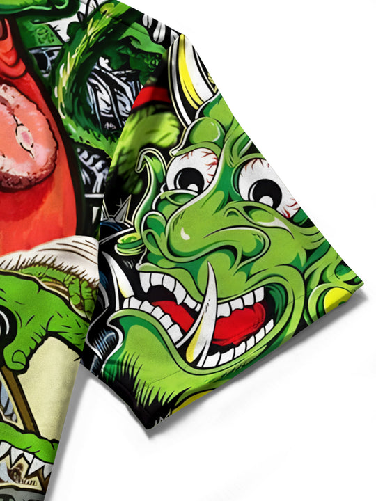 men's art print shirt close-up short sleeve