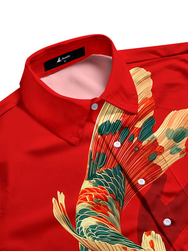 men's ocean print shirt side view