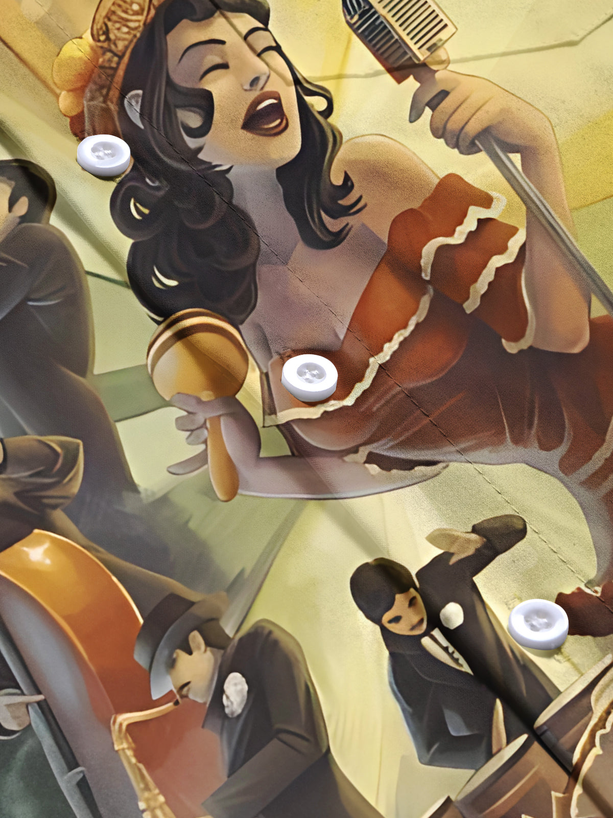 Retro Music Art Print Men's Pocket Long Sleeve Shirts