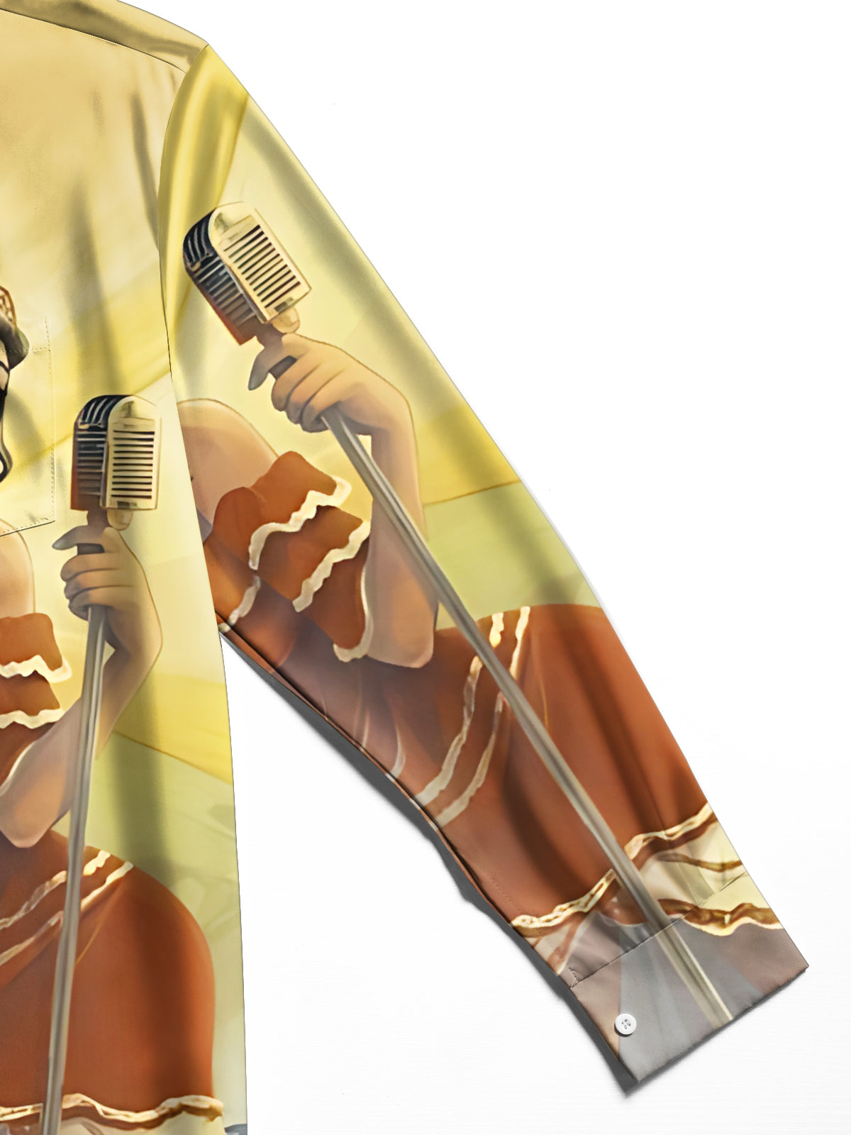 Retro Music Art Print Men's Pocket Long Sleeve Shirts