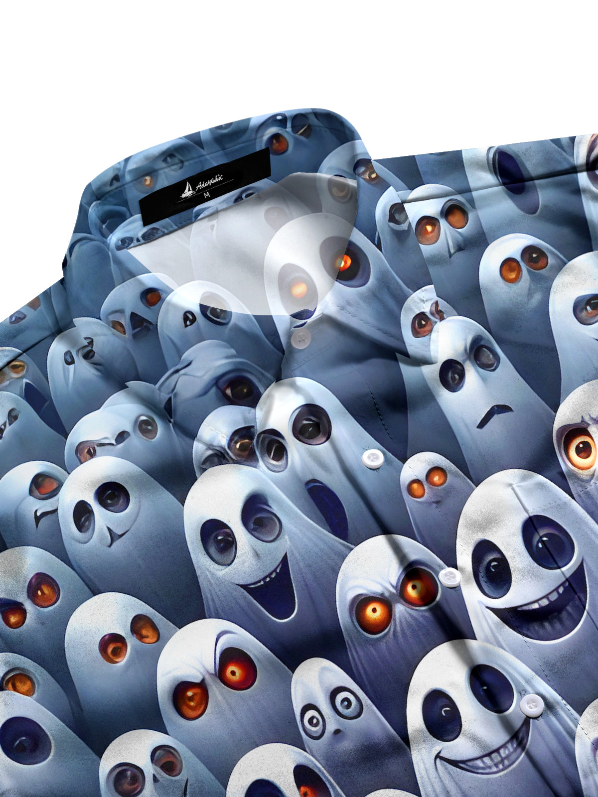 Funny Halloween Ghost Men's Pocket Long Sleeve Shirts