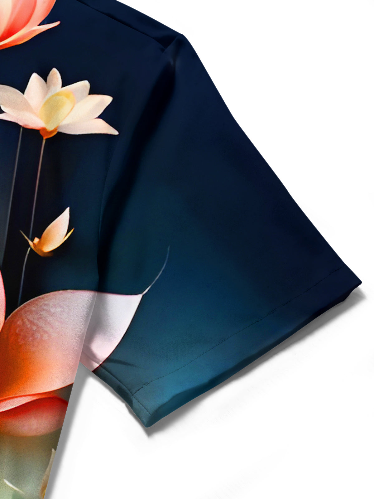 Crane Lotus Floral Men's Pocket Short Sleeve Shirts