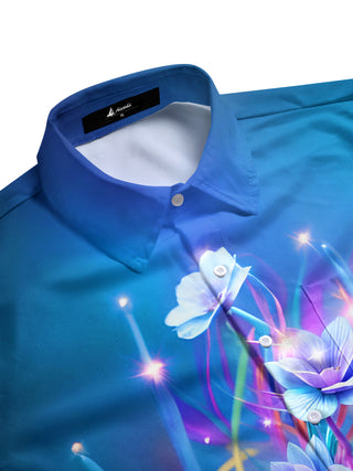 men's floral short sleeve flat lay shirt