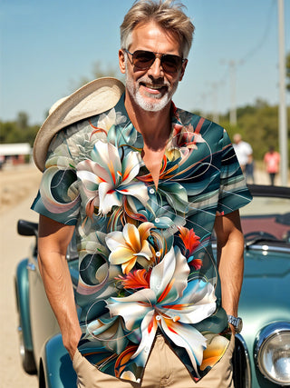 men's floral shirt front view