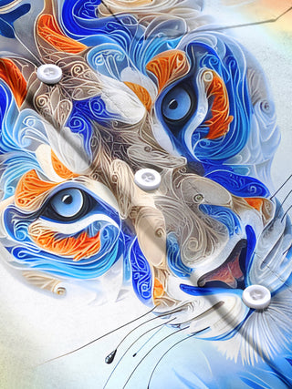Men's art gradient carving tiger pattern pocket short sleeve shirt flat lay