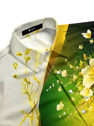 men's floral short sleeve flat lay shirt