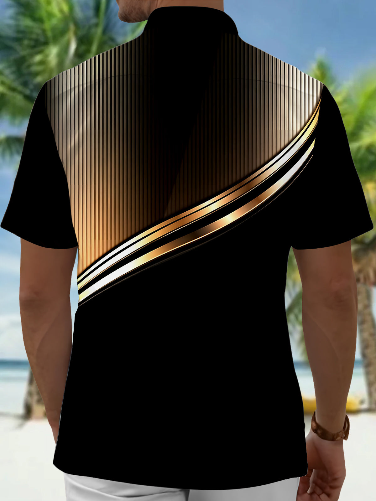 Gradient Art Print Men's Pocket Short Sleeve Shirts