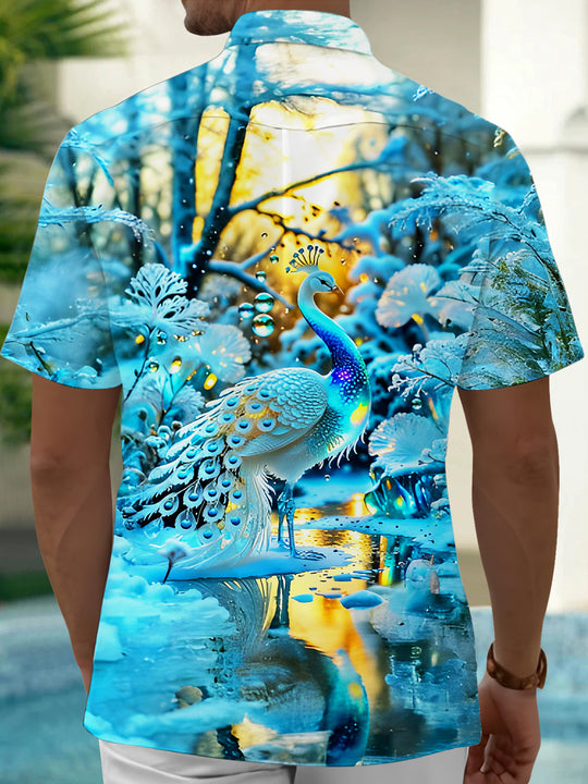 men's feather print shirt back view