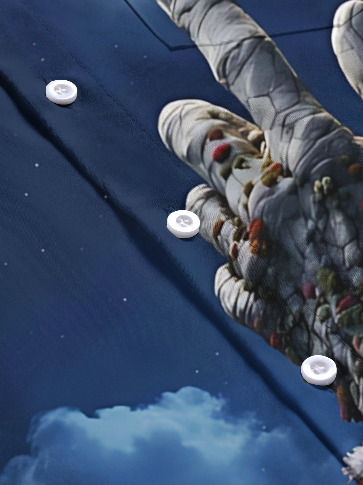 Moon Stone Hand Art Print Men's Pocket Short Sleeve Shirts