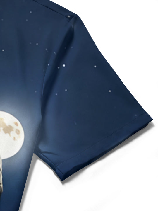 men's art print shirt close-up short sleeve