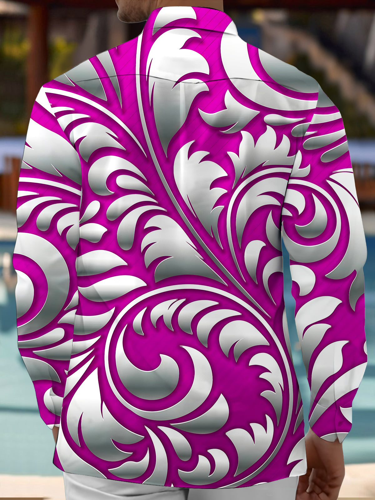 Floral Men's Pocket Long Sleeve Shirts