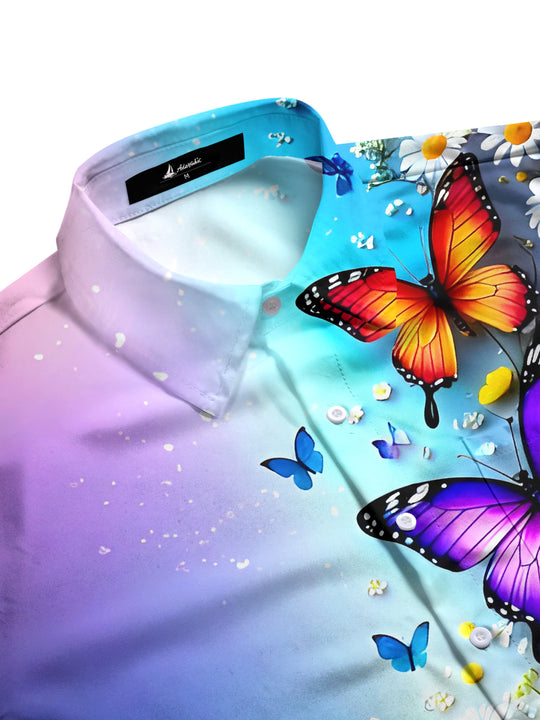 men's tie dye short sleeve flat lay shirt