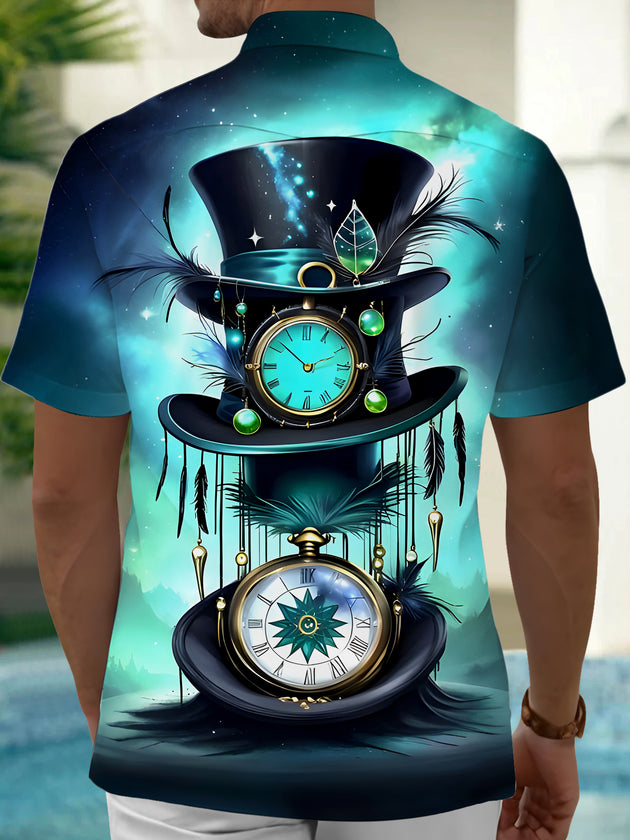 men's horror print shirt side view