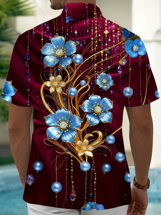 men's flower print shirt back view