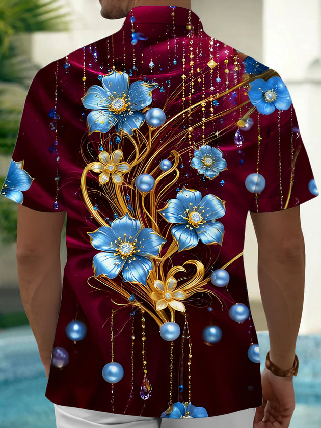men's flower print shirt back view