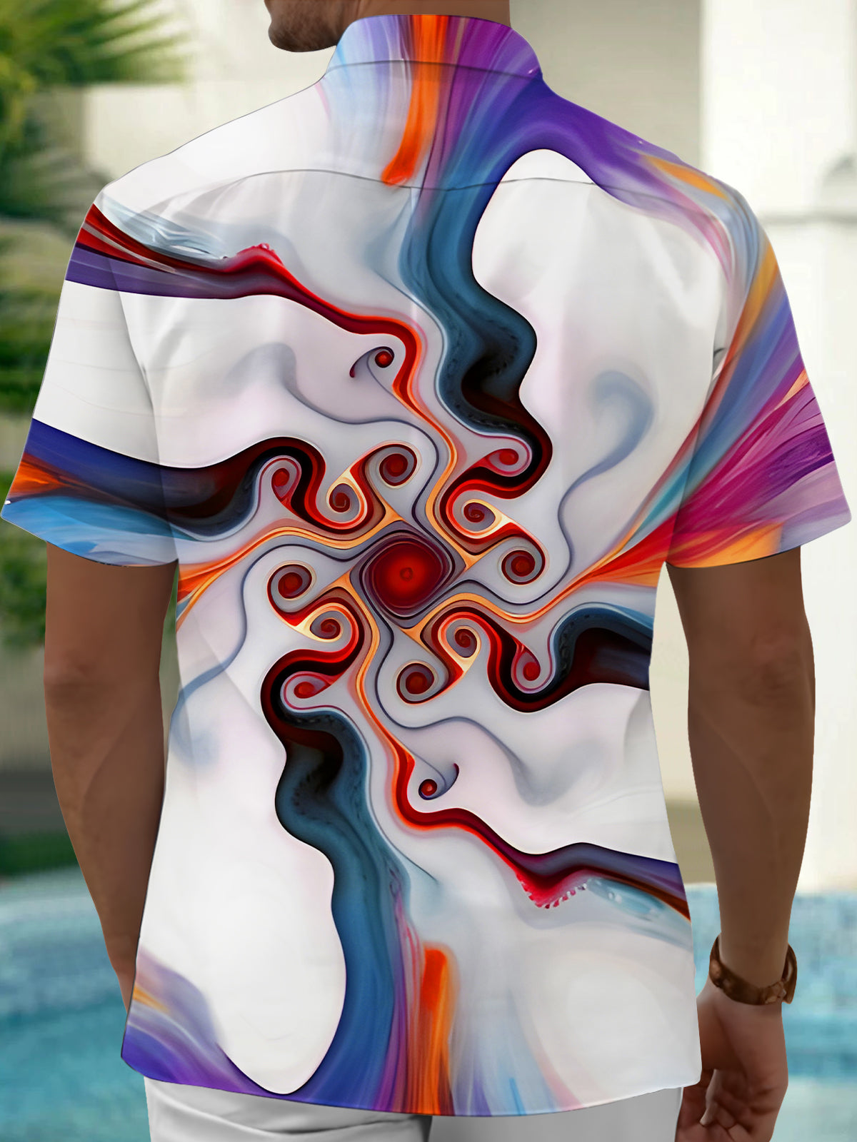 Art Gradient Swirl Men's Pocket Short Sleeve Shirts
